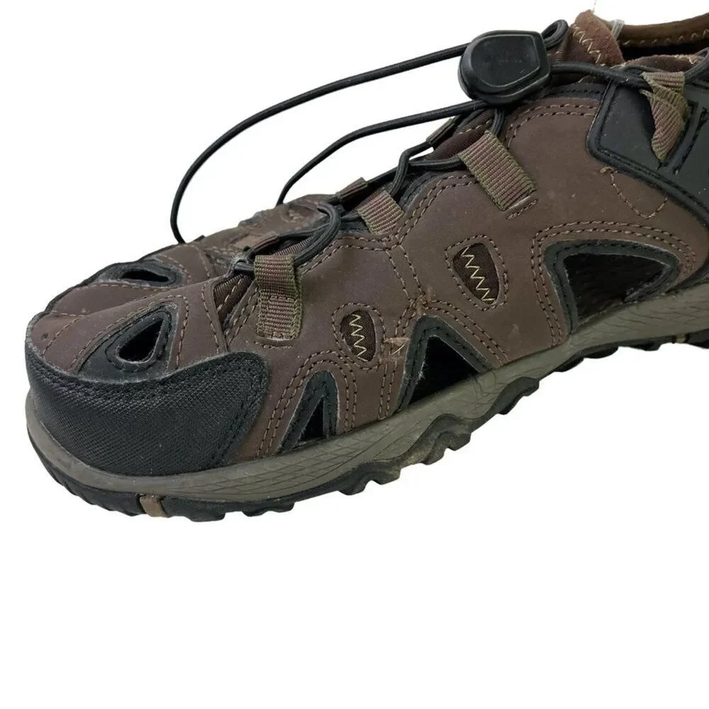 Eddie Bauer Rainer Mens Dark Brown Fisherman Water Sandals Closed Toe Shoes 11